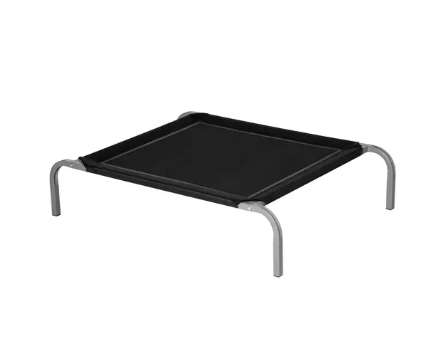 PawHut Pat de Caine Inaltat si Portabil cu Scaun Respirabil, Pat pentru Caini din Metal si Tesatura, 89x58x20 cm, Negru | Aosom Romania