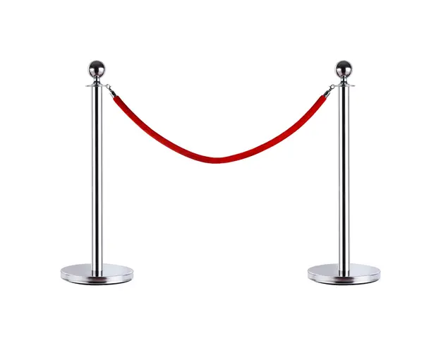 HOMCOM Coloana Separatoare cu Banda Rosie, Otel Inoxidabil, Ф32x95 cm, Argintiu | Aosom Romania