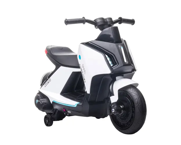 HOMCOM Motocicleta Electrica Alba pentru Copii, Vehicul cu Baterie 6V, Ideal pentru Varsta de 3-5 Ani | Aosom Romania
