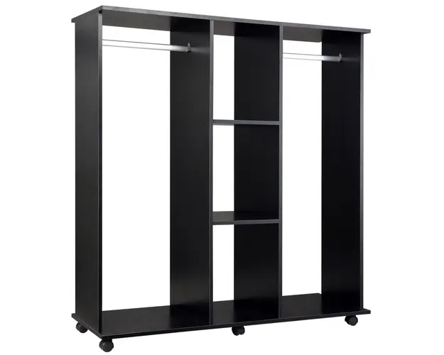 HomCom dulap haine cu 5 rafturi, 120x40x128 cm, negru | Aosom Romania