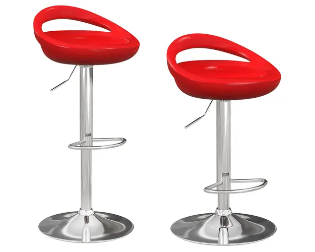 HOMCOM Set 2 Scaune de Bar Rotative cu Suport pentru Picioare si Inaltime Reglabila, 46x41x76-96 cm, Rosu | Aosom Romania