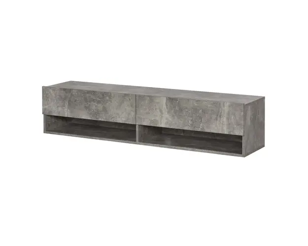 Suport TV Suspendat HOMCOM cu 4 Compartimente, 2 Usi Rabatabile, pentru TV de pana la 60" si Orificii pentru Cabluri, Gri, 140x32x31cm | Aosom Romania