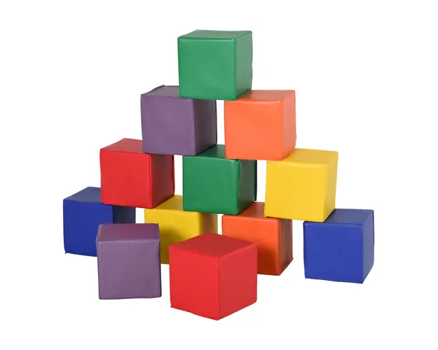 Set HOMCOM 12 Cuburi Moi fara Ftalati, Joc Educativ pentru Copii peste 2 ani, 20x20x20cm, Multicolor | Aosom Romania