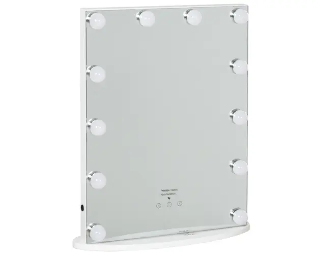 HOMCOM Oglinda de Machiaj cu Becuri LED, Design Modern si Functional, Ideala pentru Orice Dormitor, Alb | Aosom Romania