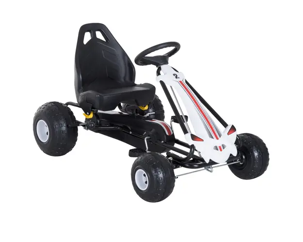 Go-Kart cu Pedale pentru Copii 3-6 ani, scaun reglabil, cu frana si ambreiaj, Plastic si Fier Alb si Negru HOMCOM | Aosom Romania