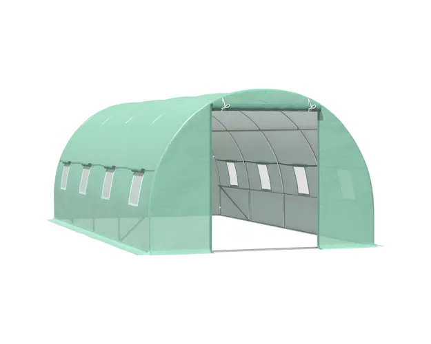 Sera tip Tunel pentru Plante Outsunny, Verde, sera de gradina | Aosom Romania