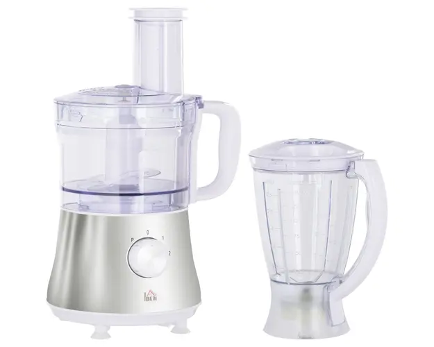 HOMCOM Blender Puternic 5000W cu Pahar Multifunctional Lame din Otel Inoxidabil 2 Viteze 20.5x19x16cm Alb | Aosom Romania