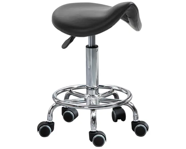 HOMCOM Scaun de Birou Reglabil, Ergonomic, cu Roti, Captusit cu Spuma, Negru 36.5x37.5x51-66cm | Aosom Romania