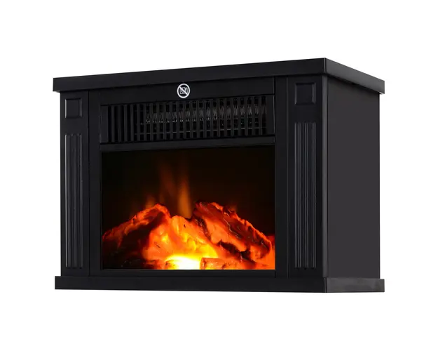 Semineu Electric de PodeaPutere 600W/1200W din Plastic si Sticla Temperata Negru, 34x17x25cm HOMCOM | Aosom Romania