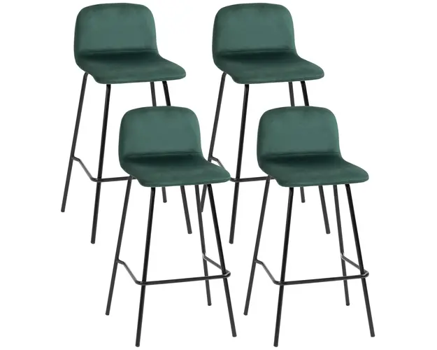 HOMCOM Set de 4 Scaune de Bar Moderne, Tapitate cu Spatar, Confortabile pentru Bucatarie sau Bar | Aosom Romania