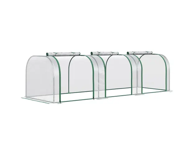 Outsunny Sera Tip Tunel pentru Plante si Flori, cu Usa si Fermoar, 295x100x80 cm, Transparent | Aosom Romania