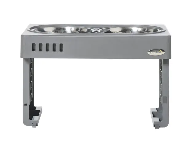 PawHut Set 2 Boluri pentru Caini de 1.2L cu Picioare Detasabile, Bol pentru Caini, Inaltat din ABS si Otel, 44x27.7x28 cm, Gri | Aosom Romania