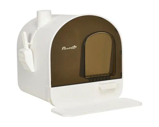 Letiera pentru pisici inchisa cu filtru, tava detasabila, PP, Alb si Negru 43x44x47cm PawHut | Aosom Romania