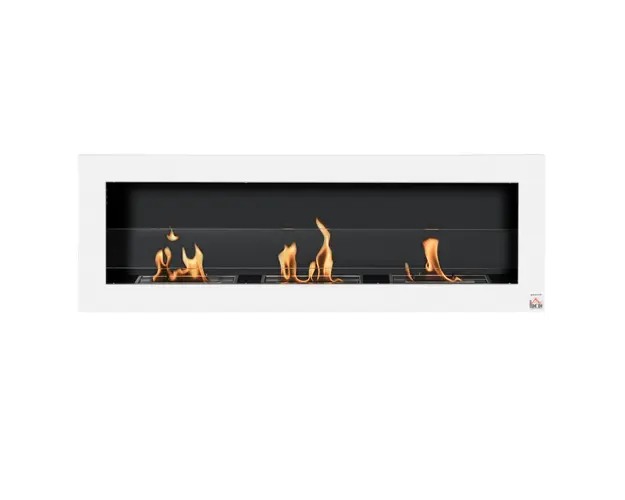 HOMCOM Semineu de Perete cu Bioetanol si 3 Rezervoare de 1 L, 120x15x40 cm, Alb | Aosom Romania
