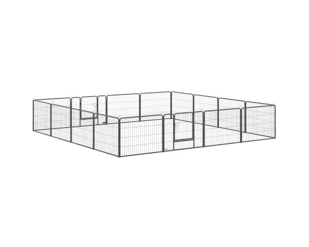 PawHut Tarc Modular pentru Animale Domestice, 16 Panouri din Otel, 2 Usi cu Zavor, 80x60x1.5 cm, Negru | Aosom Romania