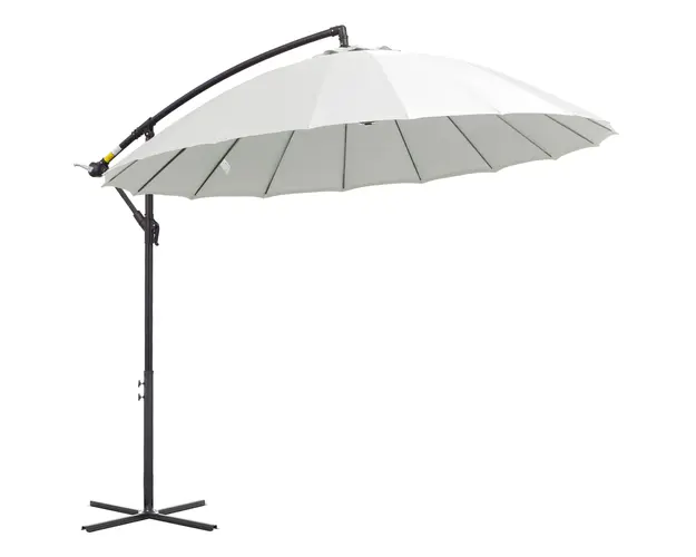 Outsunny Umbrela Suspendata cu Brat Lateral Φ296cm pentru Patio si Gradina, Deschidere Usoara, Design Elegant, Alb Crem | Aosom Romania
