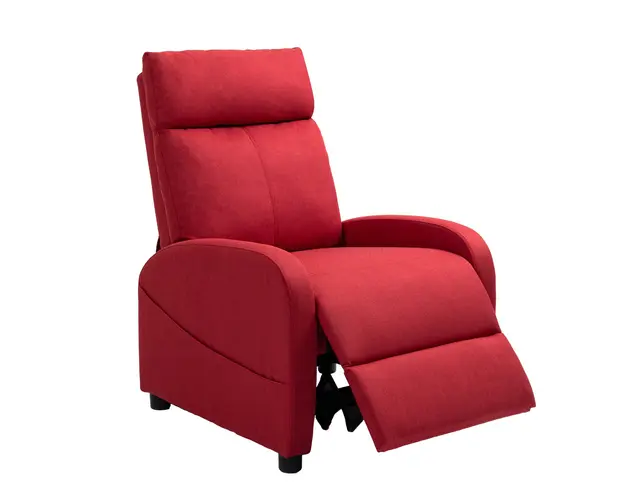 HOMCOM Fotoliu Rabatabil Manual cu Suport pentru Picioare din Material Textil cu Efect de In, 69x85x100 cm, Rosu Vin | Aosom Romania