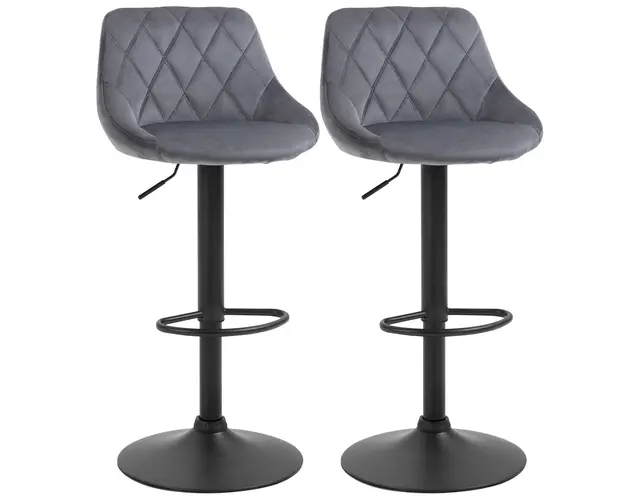 Set 2 scaune bar HOMCOM, 51.5x48x83-104cm, gri | Aosom Romania