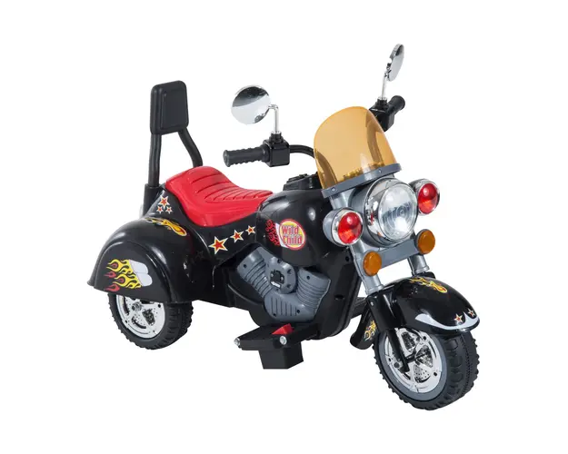HOMCOM Motoreta Electrica Neagra pentru Aventurieri Mici, cu 3 Roti, Sunete si Lumini, 92x53x67cm | Aosom Romania