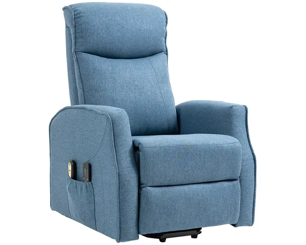 HOMCOM Fotoliu Recliner cu 8 Puncte de Masaj, Rabatabil la 135 cu Suport pentru Picioare, 74,5x87,5x110 cm, Albastru | Aosom Romania
