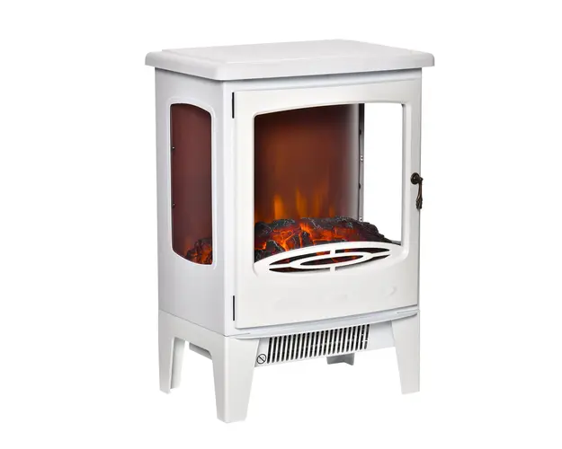 HOMCOM Semineu Electric Efect Flacara si 3 Laturi Deschise, Temperatura Reglabila 1000W-2000W, Acoperire 20-25m², 39x26x54.8cm, Alb | AOSOM RO