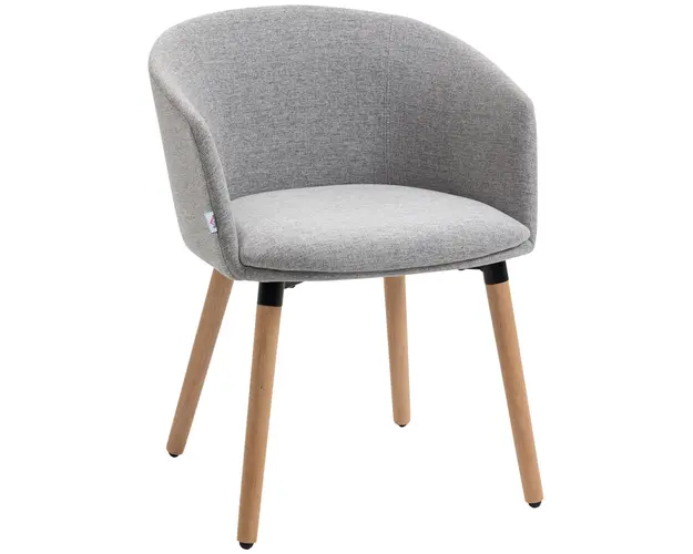 HOMCOM Fotoliu Modern cu Spatar si Brate Capitonate, Fotoliu din Material Textil cu Efect de In, 57x56x72 cm, Gri Deschis | Aosom Romania
