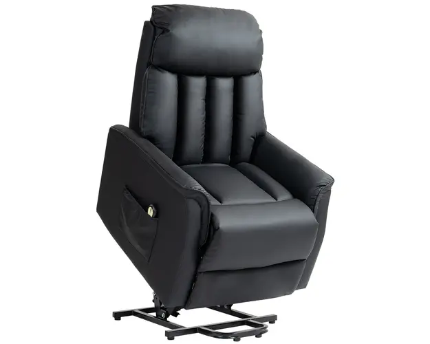HOMCOM Fotoliu Electric Rabatabil pana la 145 din Piele Ecologica cu Telecomanda, 80x94x104 cm, Negru | Aosom Romania