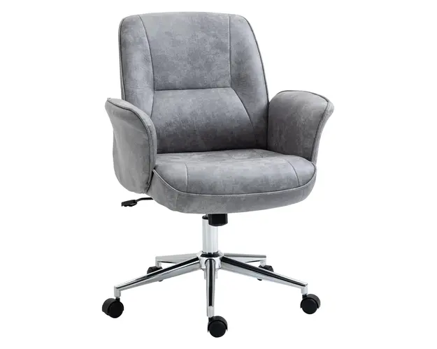 Vinsetto Scaun de Birou Ergonomic cu Inaltime Ajustabila si Functie de Balansoar cu Tapiterie din Microfibra, 67x69x92-102 cm, Gri | Aosom Romania