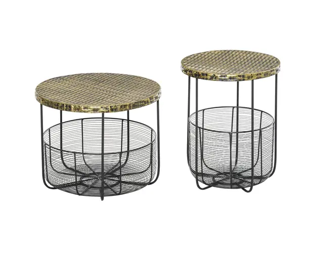 Outsunny Set 2 Masute de Gradina din Metal Negru Φ46x35.5 cm Φ36x45 cm | Aosom Romania