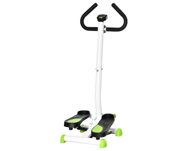 HOMCOM Stepper cu Manere si Monitor LCD cu Pedale Antiderapante, 55x44x108 cm, Alb si Verde | Aosom Romania
