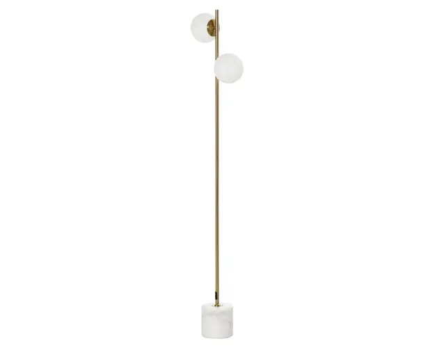 HOMCOM Lampa de Podea cu 2 Abajururi, Structura Metalica si Comutator cu Pedala, Dimensiuni 35x35x165 cm, Aurie, Design Modern | Aosom Romania