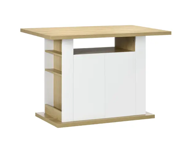 HOMCOM Insula de Bucatarie pentru 4-6 Persoane, Bufet de Bucatarie cu Dulapuri cu 2 Usi si Rafturi Deschise, 110x70x75.5 cm, Alb