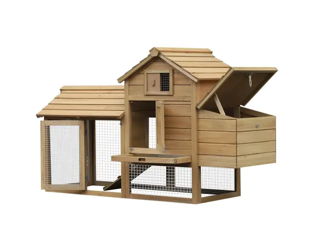 PawHut Cotet Prefabricat din Lemn pentru 2 Gaini cu Gard pentru Gradina 150.5 x 54 x 87cm | Aosom Romania