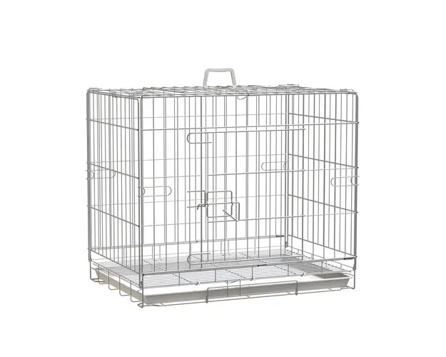 PawHut Cusca Caini Pliabila din Otel cu Usa Blocabila si 4 Roti pentru Usurinta in Miscare | Aosom Romania