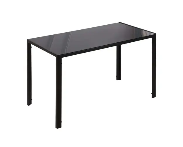 HOMCOM Masa Rectangulara pentru 4 Persoane din Metal si Sticla Calita, 120x60x75 cm, Negru | Aosom Romania