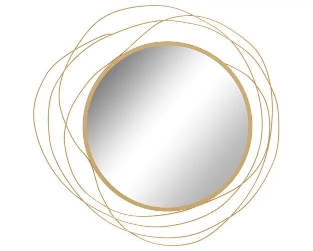 HOMCOM Decor Oglinda de Perete, Arta Metalica de Perete, Oglinda Rotunda pentru Living, Dormitor, Sufragerie, 65x65x1 cm, Auriu | Aosom Romania