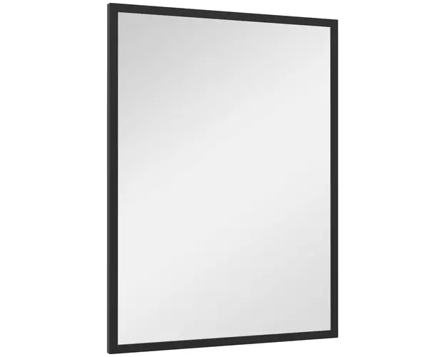 HOMCOM Oglinda Dreptunghiulara de Perete cu Carlige, Sticla si MDF, 60x80 cm, Negru | Aosom Romania