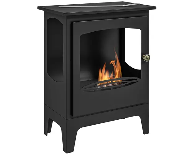 HOMCOM Semineu pe Bioetanol, Biosemineu cu Arzator de 1,2L pentru 3 Ore Durata de Ardere, 36x26x54 cm, Negru | Aosom Romania