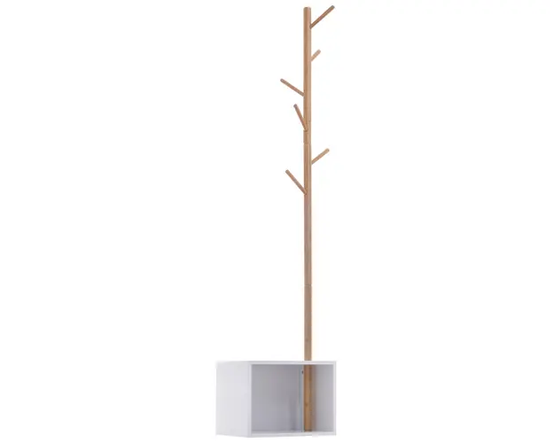 Cuier Dulap pantofi cu 6 Agatatoare in Bambù, Alb, 40x30x180cm HOMCOM | Aosom Romania