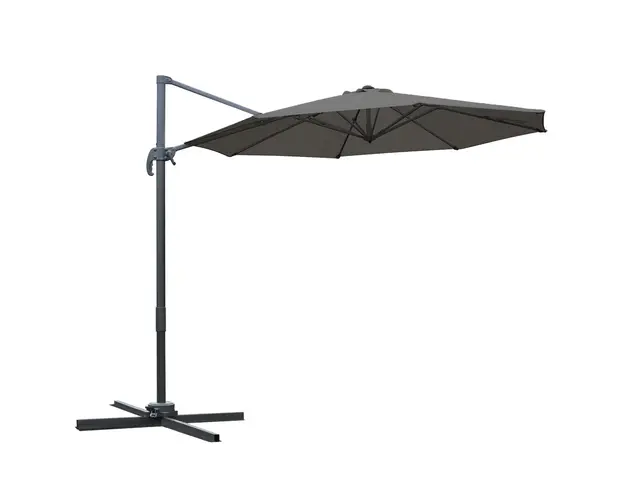 Outsunny Umbrel de Gradina cu Manivela cu Inclinare Reglabila, Umbrela cu Brat si Stinghii, Ø2.95x2.5 m, Gri | Aosom Romania