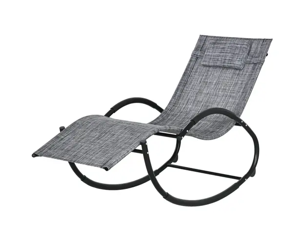 Outsunny Sezlong de Gradina, Balansoar cu Gravitatie Zero, Sezlong Impermeabil cu Tetiera, 155x61x88 cm, Gri | Aosom Romania