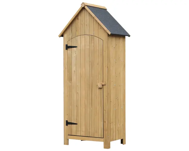 Outsunny Magazie de Scule, casuta de Gradina, sopron din Lemn, Impermeabila cu Usi si Rafturi 77.5x54.2x179.5cm | Aosom Romania