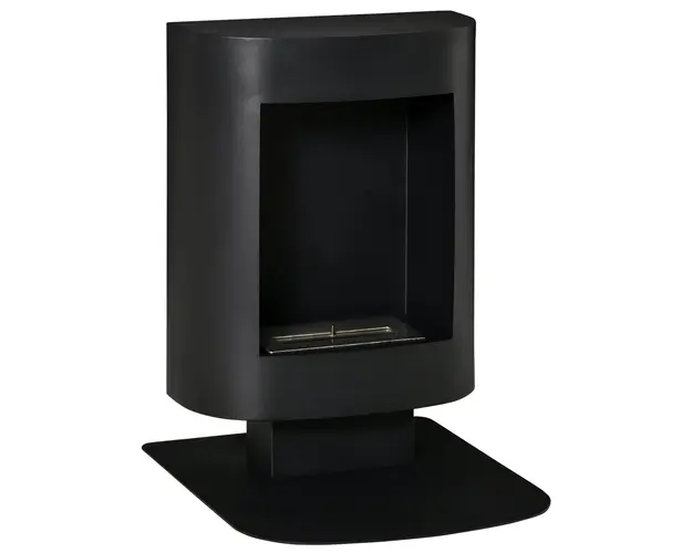 Semineu portabil HOMCOM, fara aerisire, cu arzatoare cu bioetanol de 1,5L/3 ore, incalzitoare cu baza din otel 2000W pentru interior/exterior, Negru