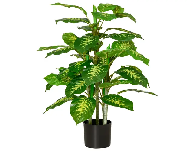 Planta artificiala decorativa cu ghiveci HOMCOM Φ17x14,5 cm negru, inaltime planta 95 cm | Aosom Romania
