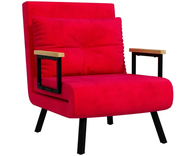HOMCOM Canapea Extensibila cu Spatar Reglabil pe 5 Nivele, Canapea Pat Individuala Pliabila cu Perne, 63x73x81 cm, Rosu | Aosom Romania