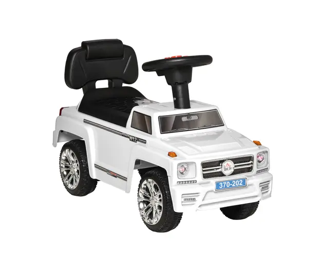 HOMCOM Masinuta Terena de Joaca cu Lumini si Melodii, Alba, 68x30.5x41.5cm, pentru Copii 18-36 Luni | Aosom Romania
