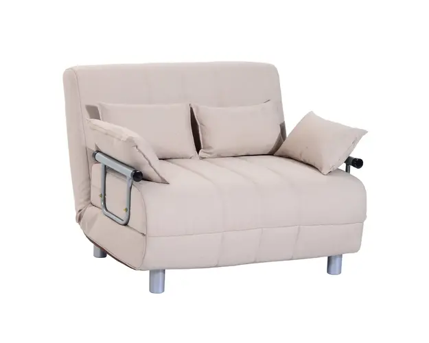 HOMCOM Canapea extensibila cu 2 locuri din Otel si Material Canapea de Hol cu 4 Perne Canapea de Camera, 102x82x81cm Crem | Aosom Romania