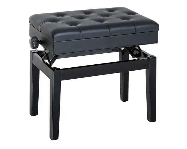 HOMCOM Bancuta Pian Eleganta cu Spatiu de Depozitare, Inaltime Ajustabila, Negru, 54.5x33x48-58cm | Aosom Romania