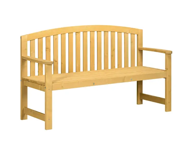 Outsunny Banca din Lemn cu 2 Locuri, Spatar si Cotiere pentru Terasa, Veranda, Piscina, Balcon, 143x51x85 cm, Lemn Natural | Aosom Romania