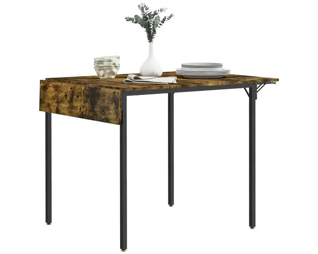 HOMCOM Masa Pliabila Stil Industrial pentru 2-4 Persoane cu 2 Laturi Extensibile, 120x79x79 cm, Maro Rustic | Aosom Romania